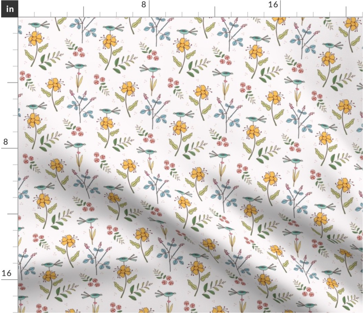 Mama Bleu Designs Floral Garden Cotton Poplin Fabric