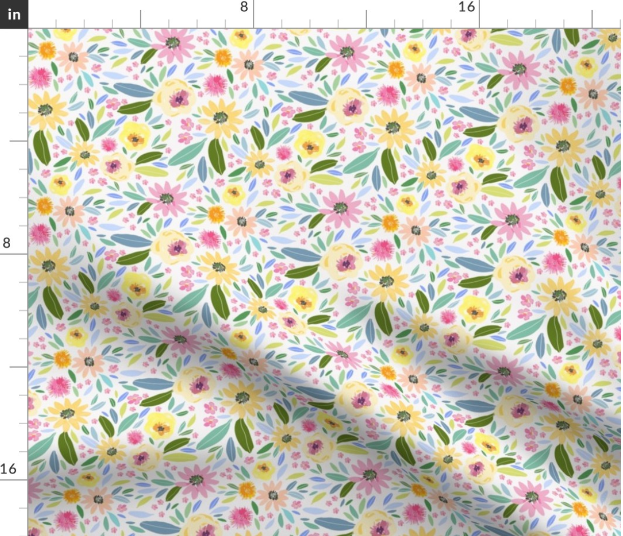 Colorful Floral Garden Cotton Poplin Fabric