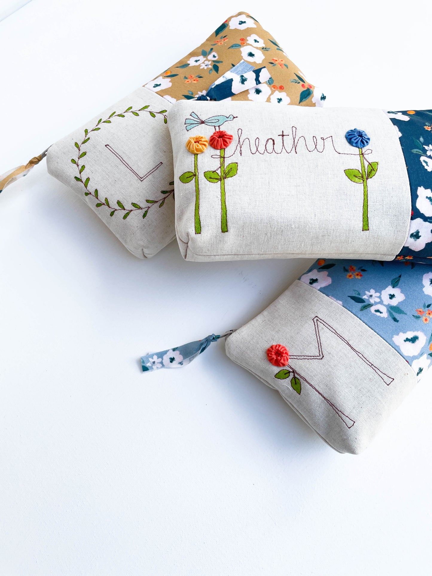 Personalized Floral Cosmetic Bags