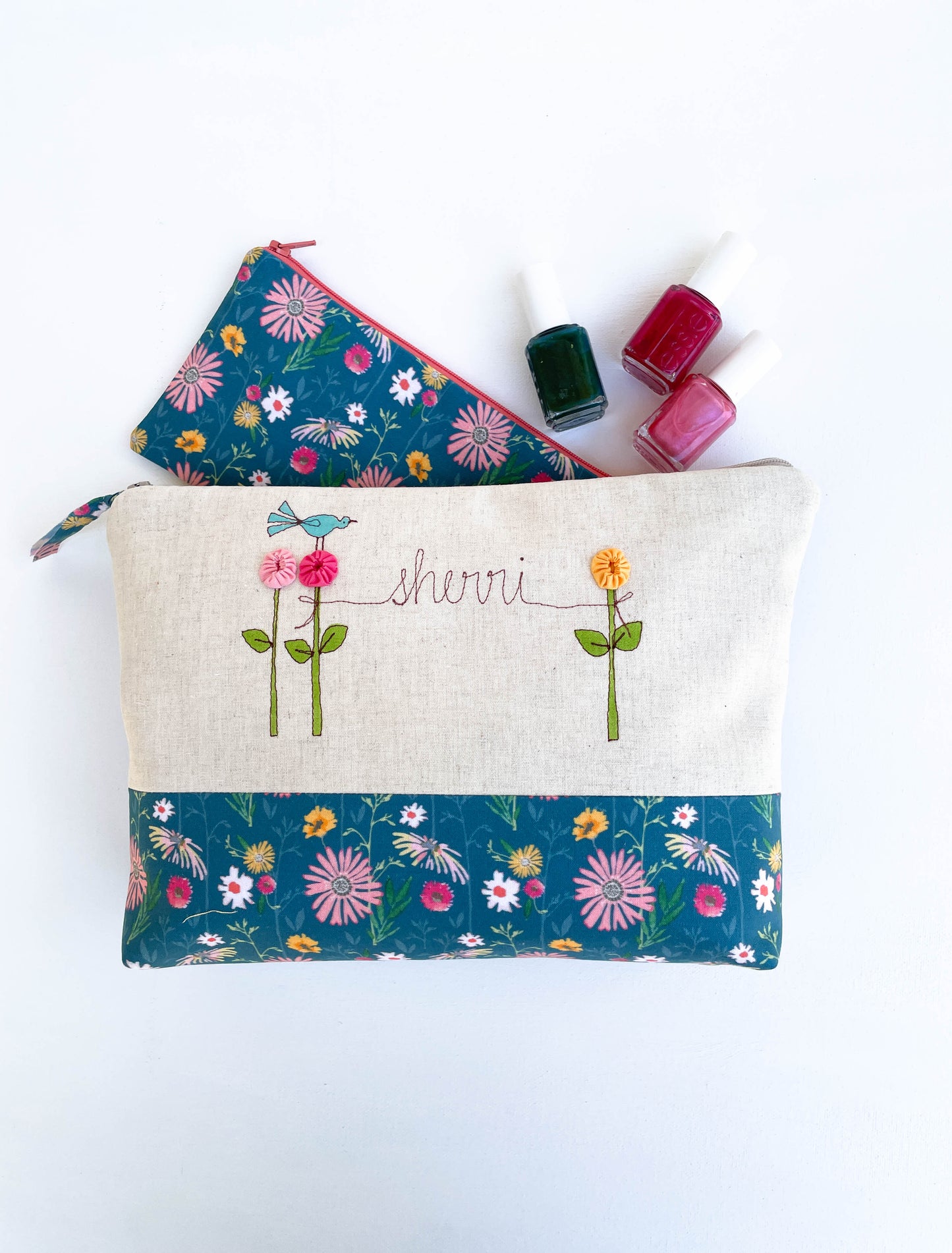 Personalized Floral Project Bag